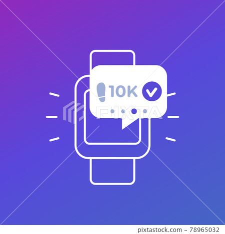 Fitness app, track the steps in smart watch icon - Stock Illustration ...
