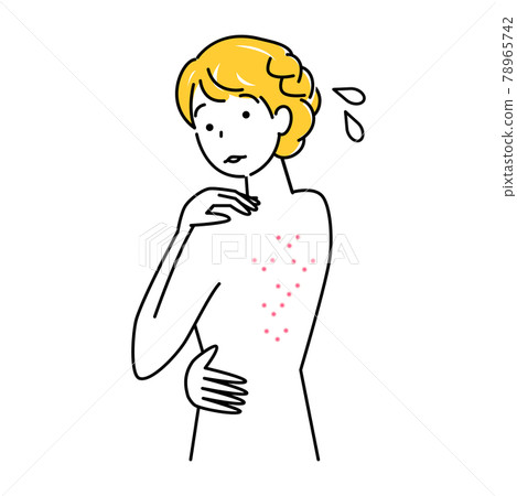 Skin Care A cute woman who is sad because she has acne on her back Illustration Simple Vector Skin Care A cute woman who is sad because she has acne on her back Illustration Simple Vector 78965742