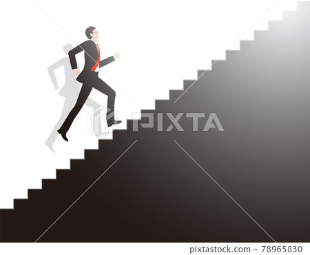 一個商人跑上樓梯。矢量素材 78965830