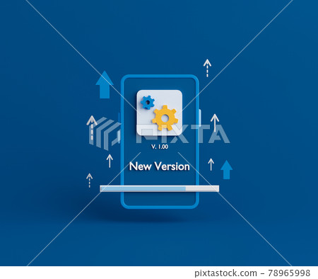 3d rendering smartphone with update interface on red background. 3d rendering smartphone with update interface on red background. 78965998