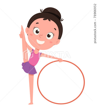 Cute little girl training with hula hoop Cute little girl training with hula hoop 78966932