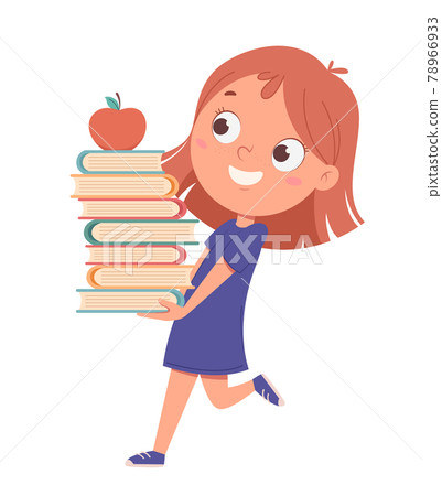 Cute little girl cartoon character holding books Cute little girl cartoon character holding books 78966933