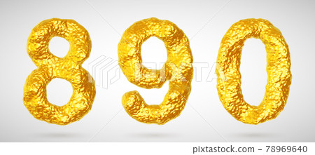 Set of golden 3D numbers eight, nine, zero Set of golden 3D numbers eight, nine, zero 78969640
