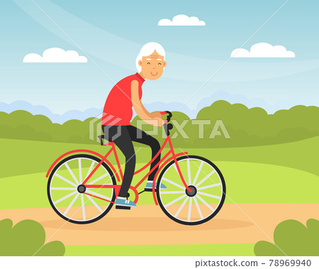 Old woman riding online bike