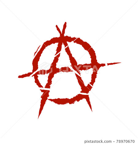 Anarchy. Letter A in the circle. A symbol of chaos and rebellion. Red brush icon. 78970670
