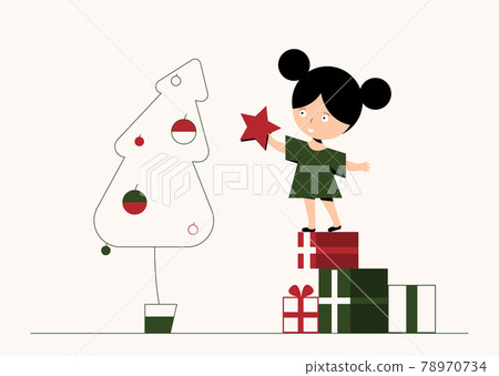 Christmas postcard with one person. 78970734