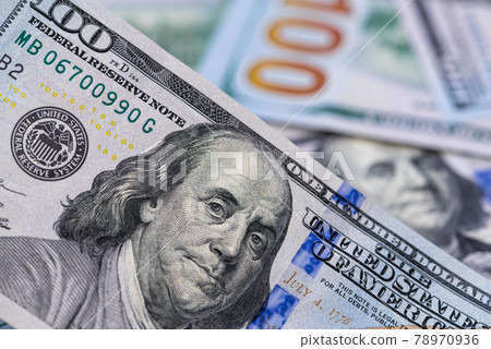 Close up of one hundred US dollar banknotes. Money background. Financial, business, investment and economical concept. 78970936