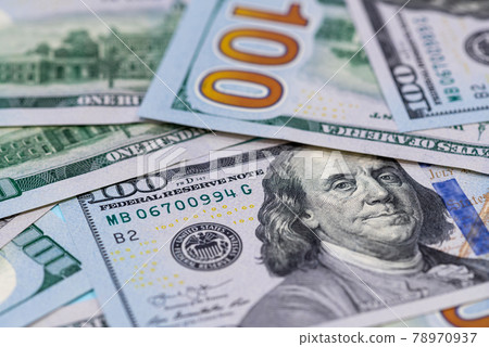Close up of one hundred US dollar banknotes. Money background. Financial, business, investment and economical concept. 78970937