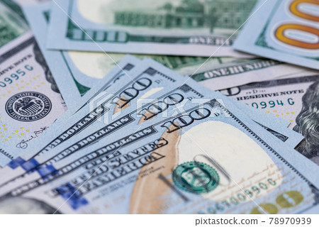 Close up of one hundred US dollar banknotes. Money background. Financial, business, investment and economical concept. 78970939