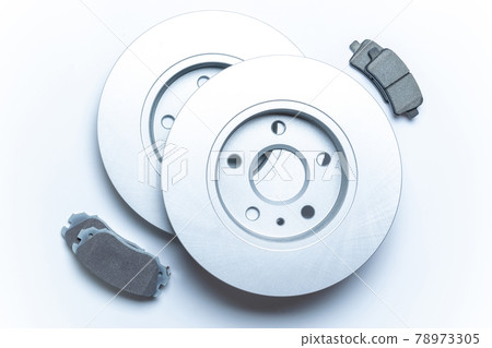 Auto valve. Motor mechanic spare or automotive piece isolated on white background. New metal car part. Flat lay, top view, copy space. 78973305