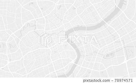 White and light grey Shanghai City area vector background map, streets and water cartography illustration. White and light grey Shanghai City area vector background map, streets and water cartography illustration. 78974571
