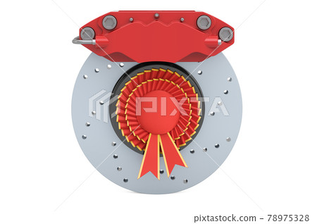 Car disc brake with best choice badge, 3D rendering 78975328