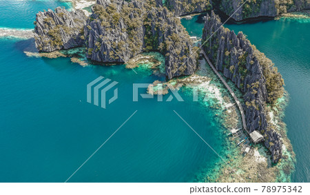 Aerial view of the Twin Lagoon in coron island, Palawan, Philippines Aerial view of the Twin Lagoon in coron island, Palawan, Philippines 78975342