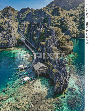 Aerial view of the Twin Lagoon in coron island, Palawan, Philippines Aerial view of the Twin Lagoon in coron island, Palawan, Philippines 78975595