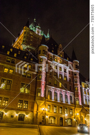Chateau Frontenac hotel in Quebec City streets in Canada Chateau Frontenac hotel in Quebec City streets in Canada 78975605