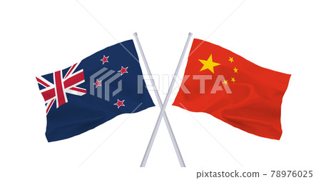 Flags of China and New Zealand Flags of China and New Zealand 78976025