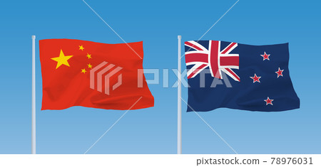 中國和新西蘭國旗 78976031