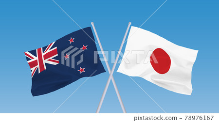 Flags of Japan and New Zealand 78976167