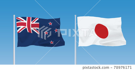 Flags of Japan and New Zealand Flags of Japan and New Zealand 78976171