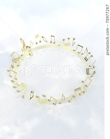 框架金色音符大圓圈 Cg 插圖垂直 框架金色音符大圓圈 Cg 插圖垂直 78977267
