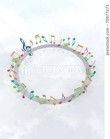 框架彩色音符大圓圈 Cg 插圖垂直 78977271