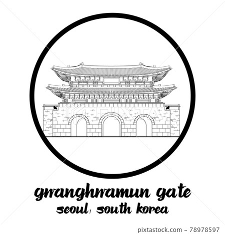 Circle Icon line Gwanghwamun Gate. icon vector illustration 78978597