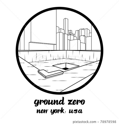 Circle icon line Landmark Ground Zero Monument in Newyork USA. icon vector illustration  78978598