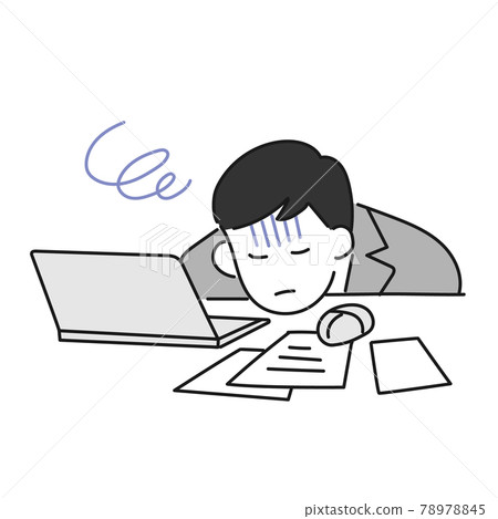 一名新員工加班的插圖 78978845