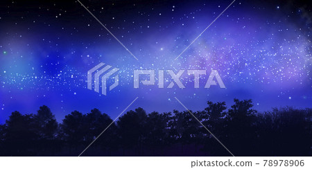 Summer starry sky (Milky Way) and forest (copy space) Summer starry sky (Milky Way) and forest (copy space) 78978906