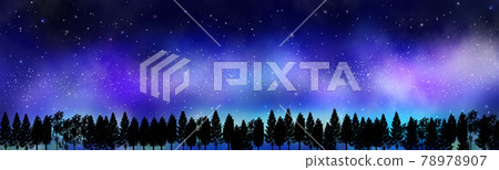 Summer starry sky (Milky Way) and forest (copy space) Summer starry sky (Milky Way) and forest (copy space) 78978907