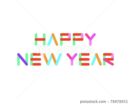 “HAPPY NEW YEAR”彩色標題【圓角矩形板ver.】 “HAPPY NEW YEAR”彩色標題【圓角矩形板ver.】 78978931