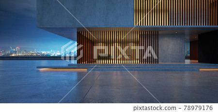 Empty ground with steel pavement in front of modern buildings Empty ground with steel pavement in front of modern buildings 78979176
