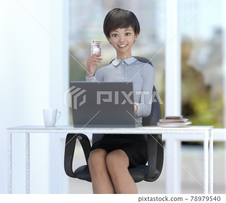 互聯網商業成功形象燙髮3DCG插畫素材 互聯網商業成功形象燙髮3DCG插畫素材 78979540