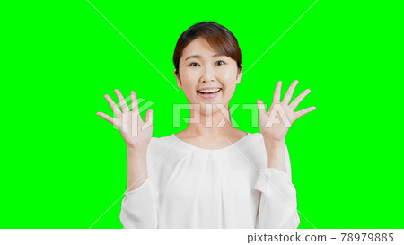 驚訝的年輕女子色度鍵合成 78979885