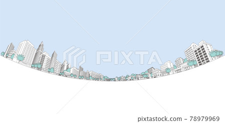 城市景觀的矢量插圖 線描插圖。 城市景觀的矢量插圖 線描插圖。 78979969