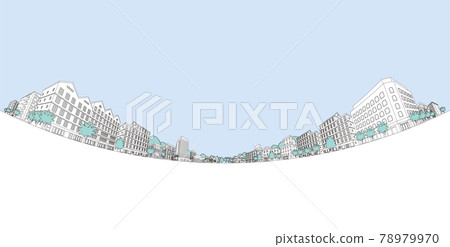 城市景觀的矢量插圖 線描插圖。 78979970
