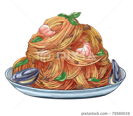 Heaps of seafood pasta 78980038
