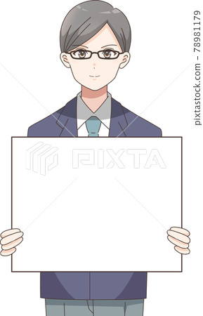 白板（眼鏡）男學生上身站立姿勢 78981179