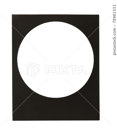 Realistic black card photo frame with circle space inside isolated on background 78981331