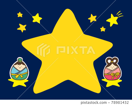 可愛的 7 月 7 日七夕織姬和彥星的夏日夜空 / 手寫插圖 78981432