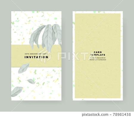 Foliage invitation card template design, Schefflera arboricola or umbrella tree on marble texture 78981438