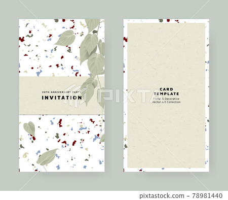 Foliage invitation card template design, Epipremnum aureum leaves on marble texture Foliage invitation card template design, Epipremnum aureum leaves on marble texture 78981440