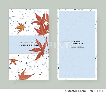 Foliage invitation card template design, Japanese maple leaves on marble texture 78981441