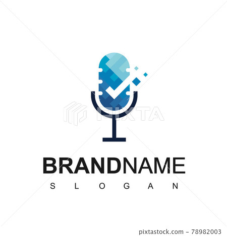 Good Podcast Logo Template With Microphone And Check Symbol Good Podcast Logo Template With Microphone And Check Symbol 78982003