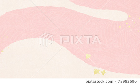 Cute pink Japanese-style background with waves and zigzag 78982690