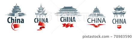Set of vector illustrations of architectural landmarks in China Set of vector illustrations of architectural landmarks in China 78983590