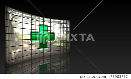 Green cross flag 5-1-1 reflected on the floor Green cross flag 5-1-1 reflected on the floor 78983782