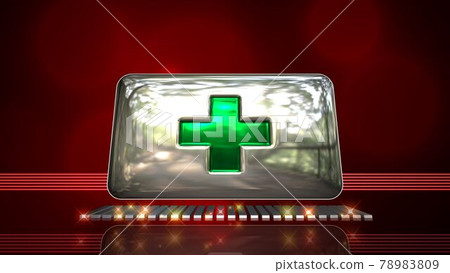 Green cross flag reflected on the floor 3-1-2 78983809