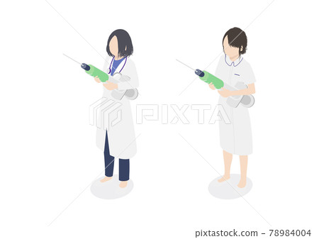 醫生和護士用注射器的插圖素材 醫生和護士用注射器的插圖素材 78984004