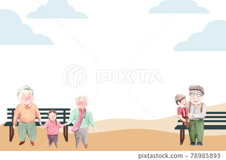 Happy grandparent frame watercolor 78985893